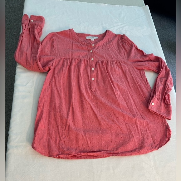 Loft Pink Blouse w/Puffy Raised Dots. Very Cute! Lightweight Size Large - Picture 7 of 9